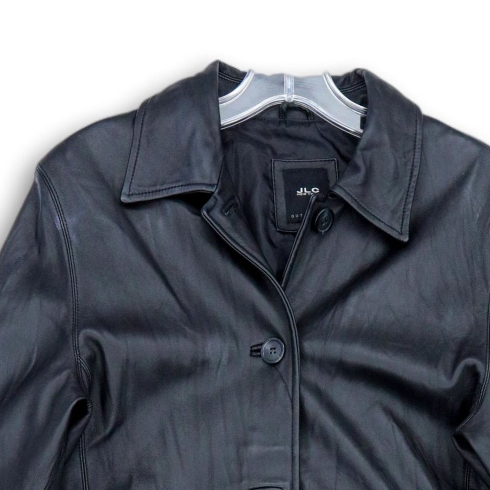 JLC NEW YORK BUTTERY SOFT LINED BUTTON FRONT LEATHER JACKET BLACK MP-EUC - Picture 7 of 8